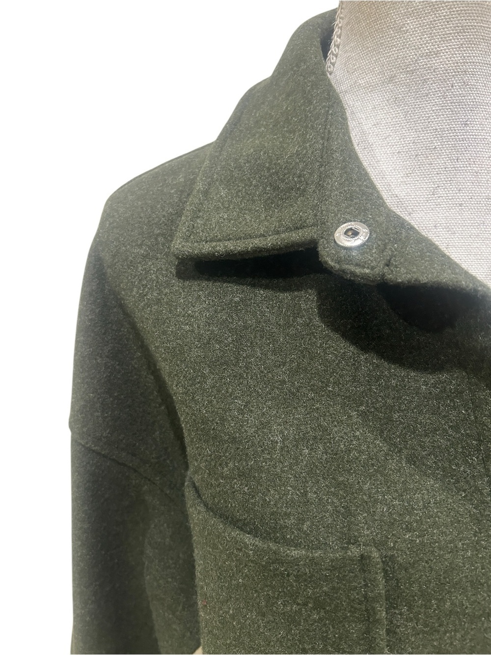 Merokeety Olive Green button down shirt jacket Shacket chest Pockets size medium - Picture 5 of 8